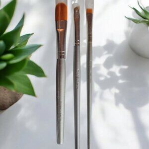 3 Morgen Shick Brushes - Flat Liner, Brow & Powder Set (New/Sleeved)